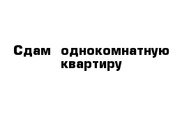 Сдам  однокомнатную квартиру